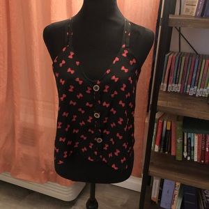 Audrey 3+1 black with red bows tank top